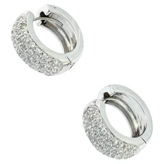 French 18 karat White Gold Hoop Earrings with Diamonds