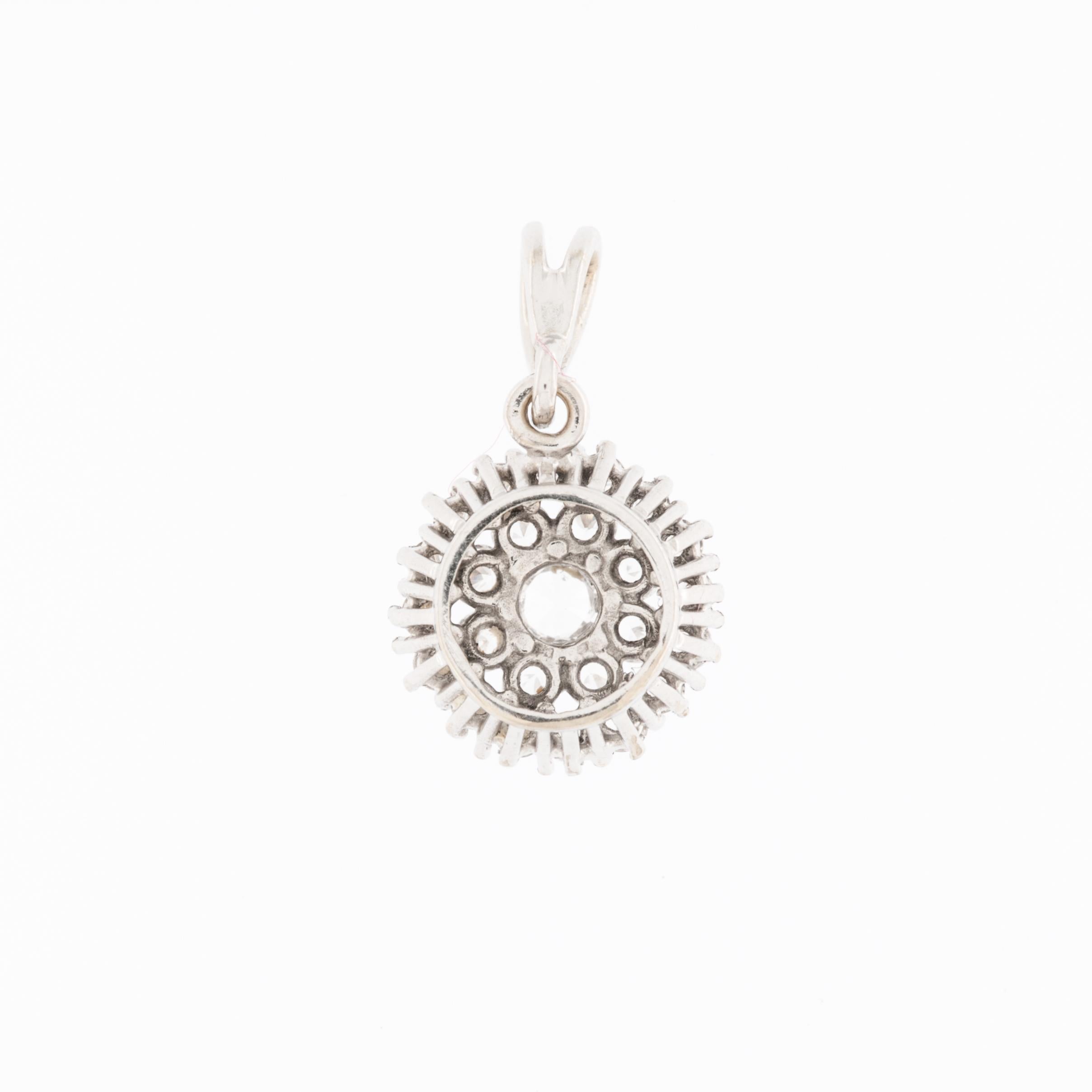 Modern French 18 karat White Gold Pendant with Diamonds For Sale