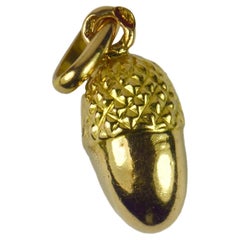 French 18 Karat Yellow Gold Acorn Charm Pendant