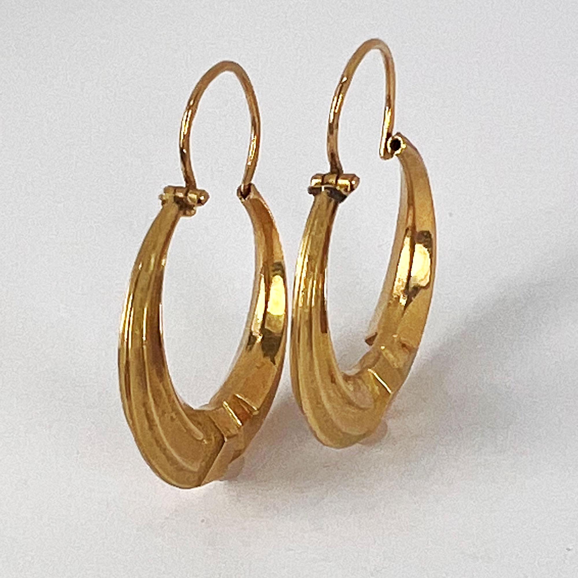 French 18 Karat Yellow Gold Creole Hoop Earrings For Sale 9