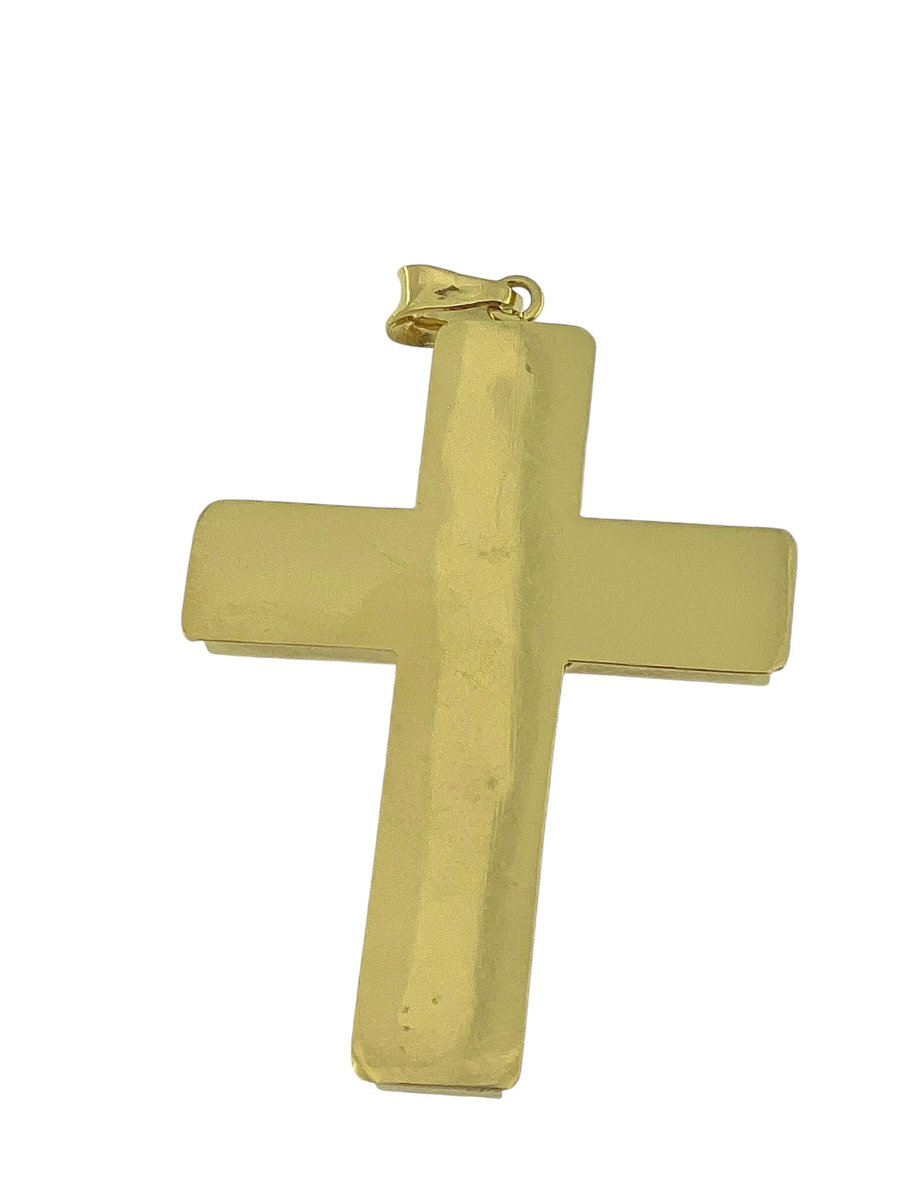 Croix française en or jaune 18 carats à motifs de fleurs et de feuilles en vente 4