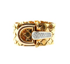 French 18 Karat Yellow Gold Diamond Buckle Bracelet