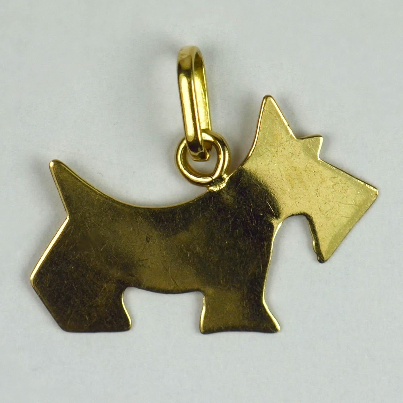 French 18 Karat Yellow Gold Dog Terrier Scottie Charm Pendant 2