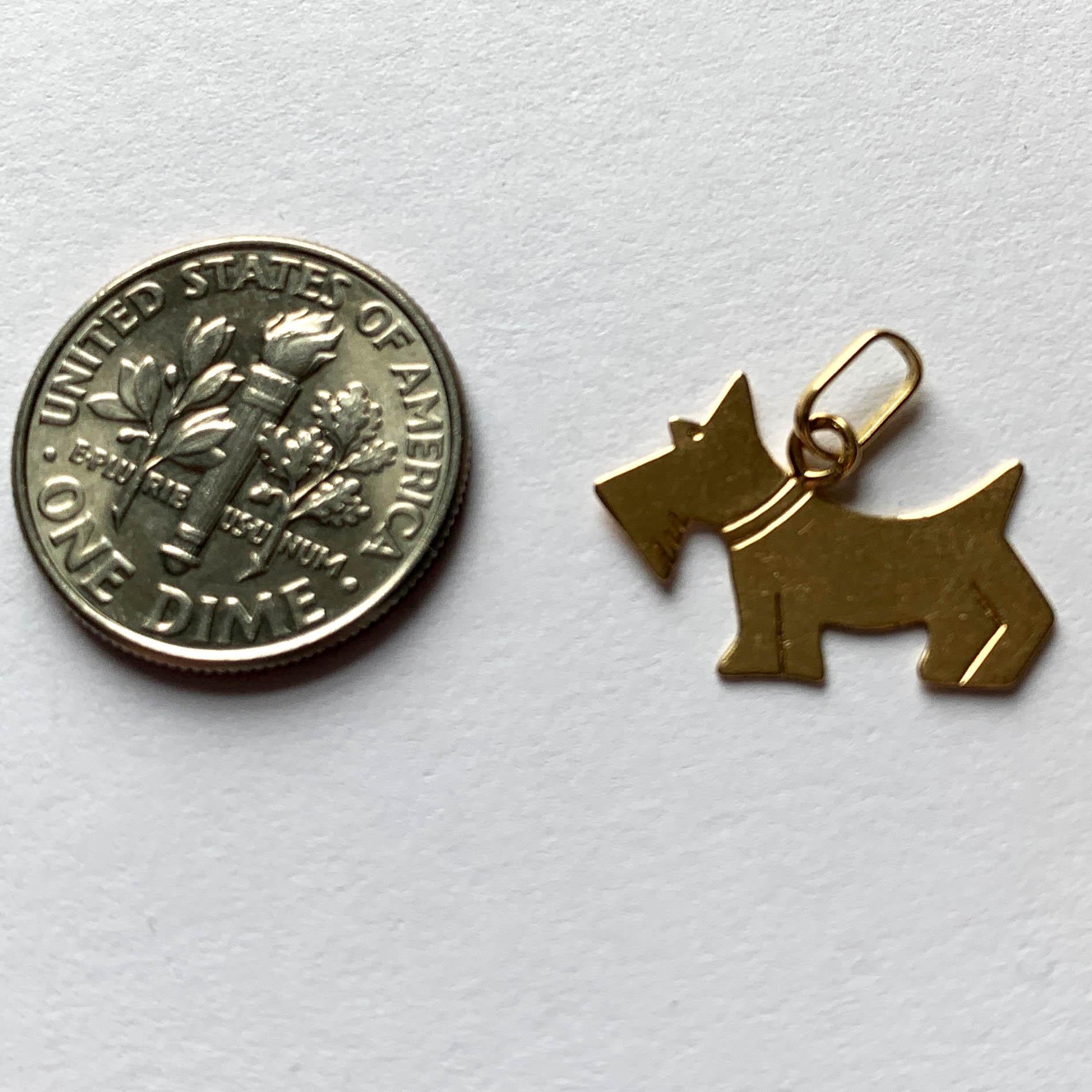 French 18 Karat Yellow Gold Dog Terrier Scottie Charm Pendant 3