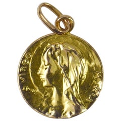 Vintage French 18 Karat Yellow Gold Emile Dropsy Virgin Mary Charm Pendant