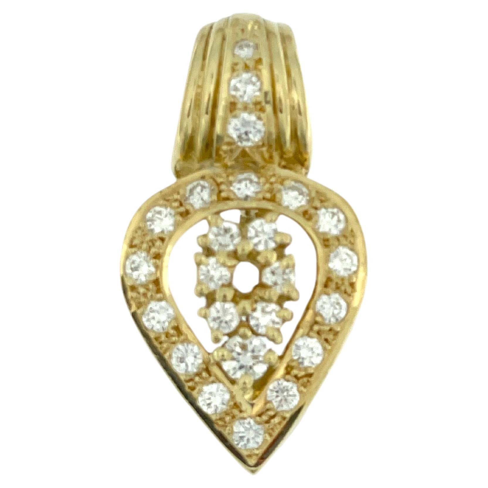 French 18 karat Yellow Gold Heart Pendant with Diamonds For Sale