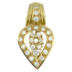 Vintage French 18 karat Yellow Gold Heart Pendant with Diamonds