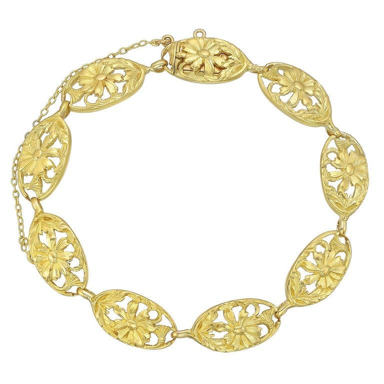 Women's French 18 Karat Yellow Gold Link Bracelet