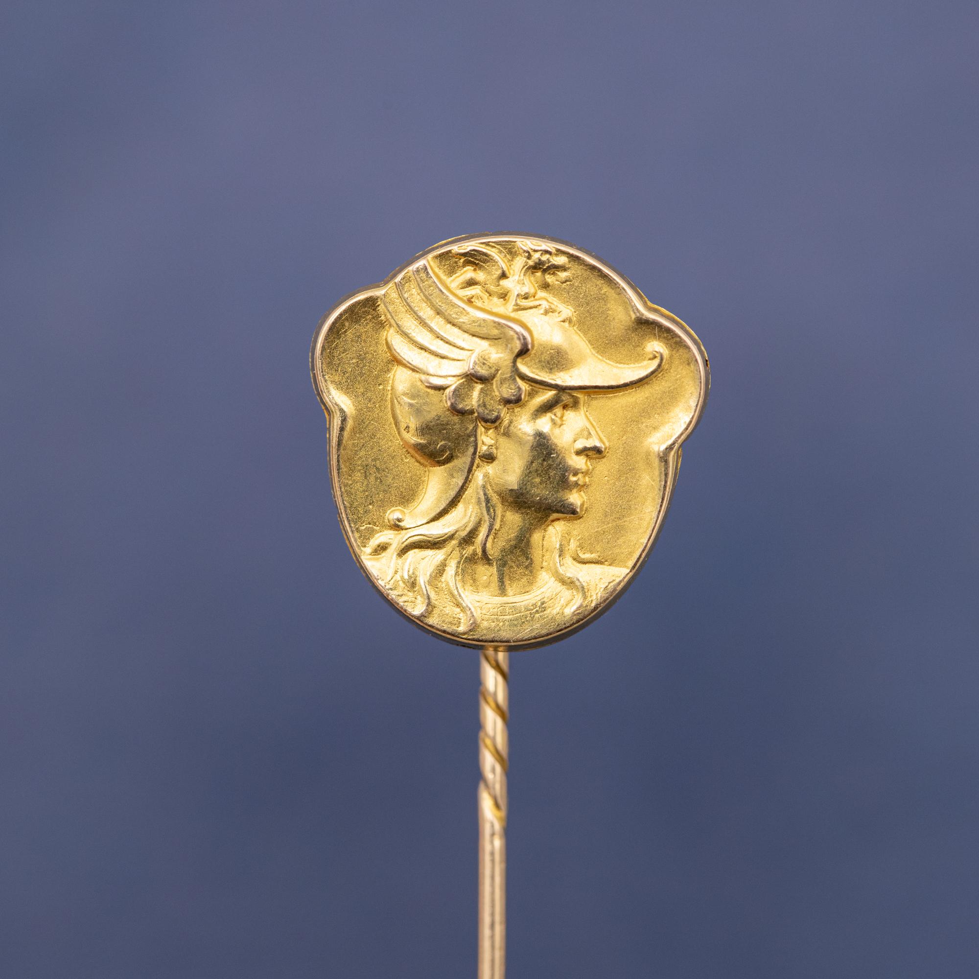 French 18 karat yellow gold stick pin - Antique Victorian brooch - Hermes jewel 7