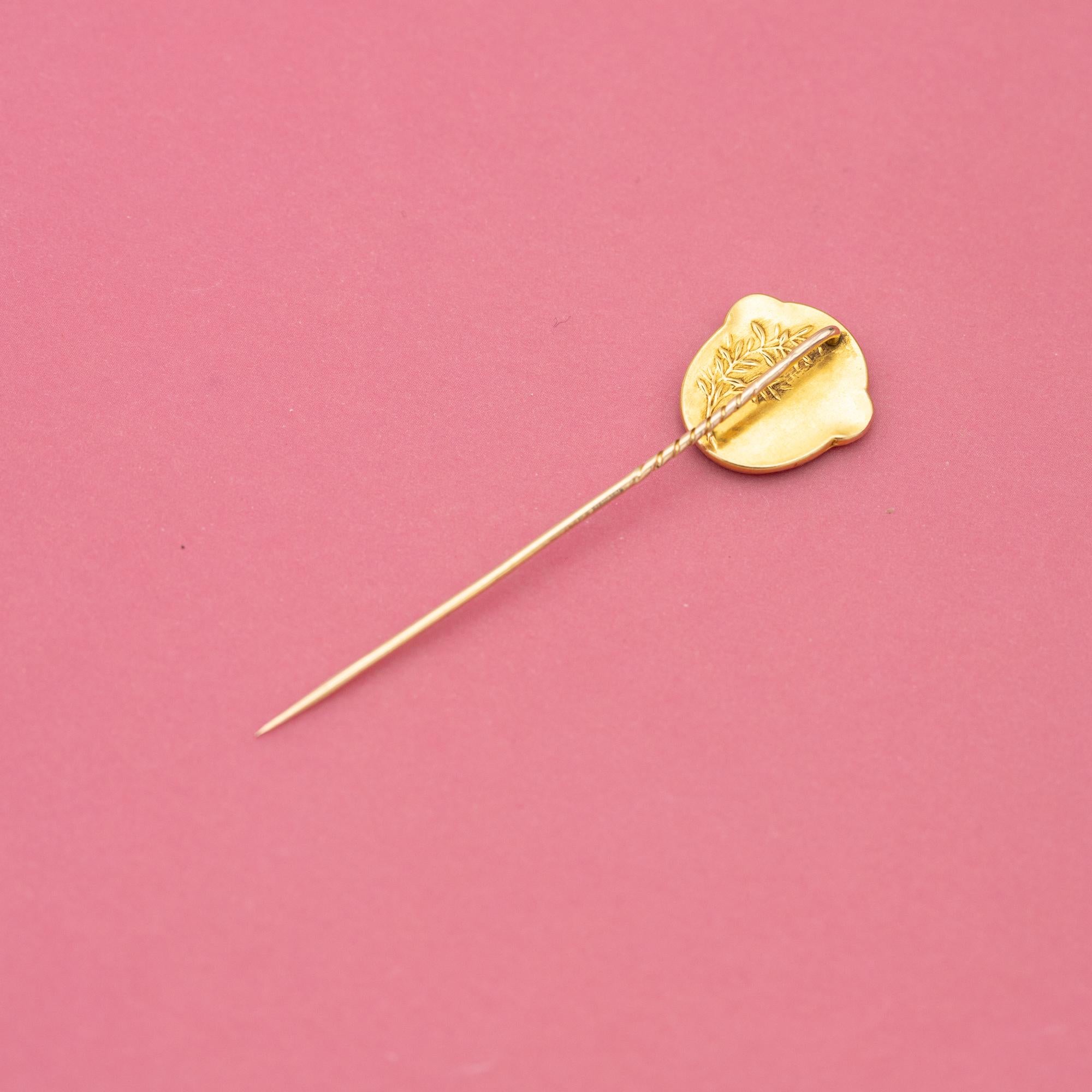 French 18 karat yellow gold stick pin - Antique Victorian brooch - Hermes jewel In Good Condition In Antwerp, BE