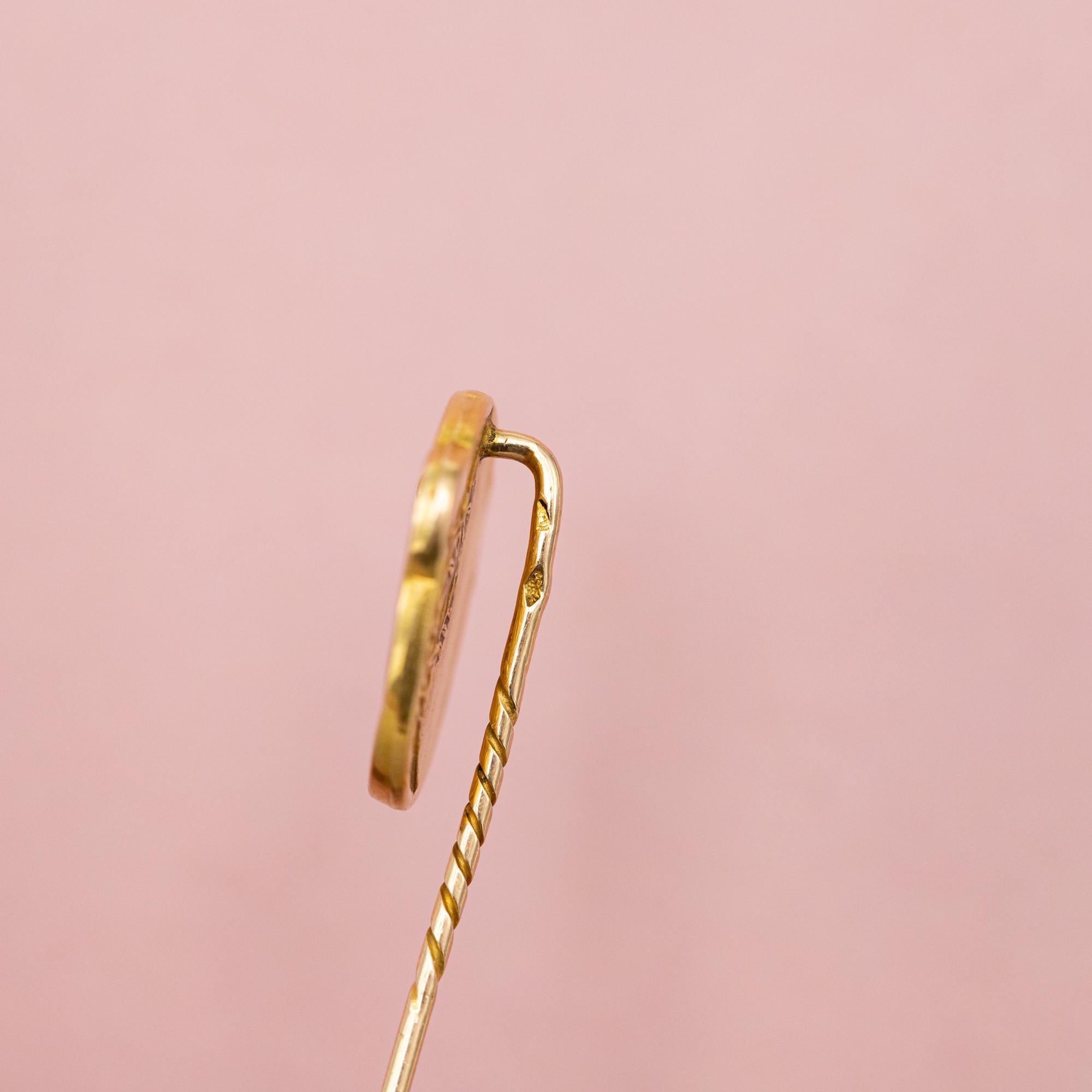 French 18 karat yellow gold stick pin - Antique Victorian brooch - Hermes jewel 5