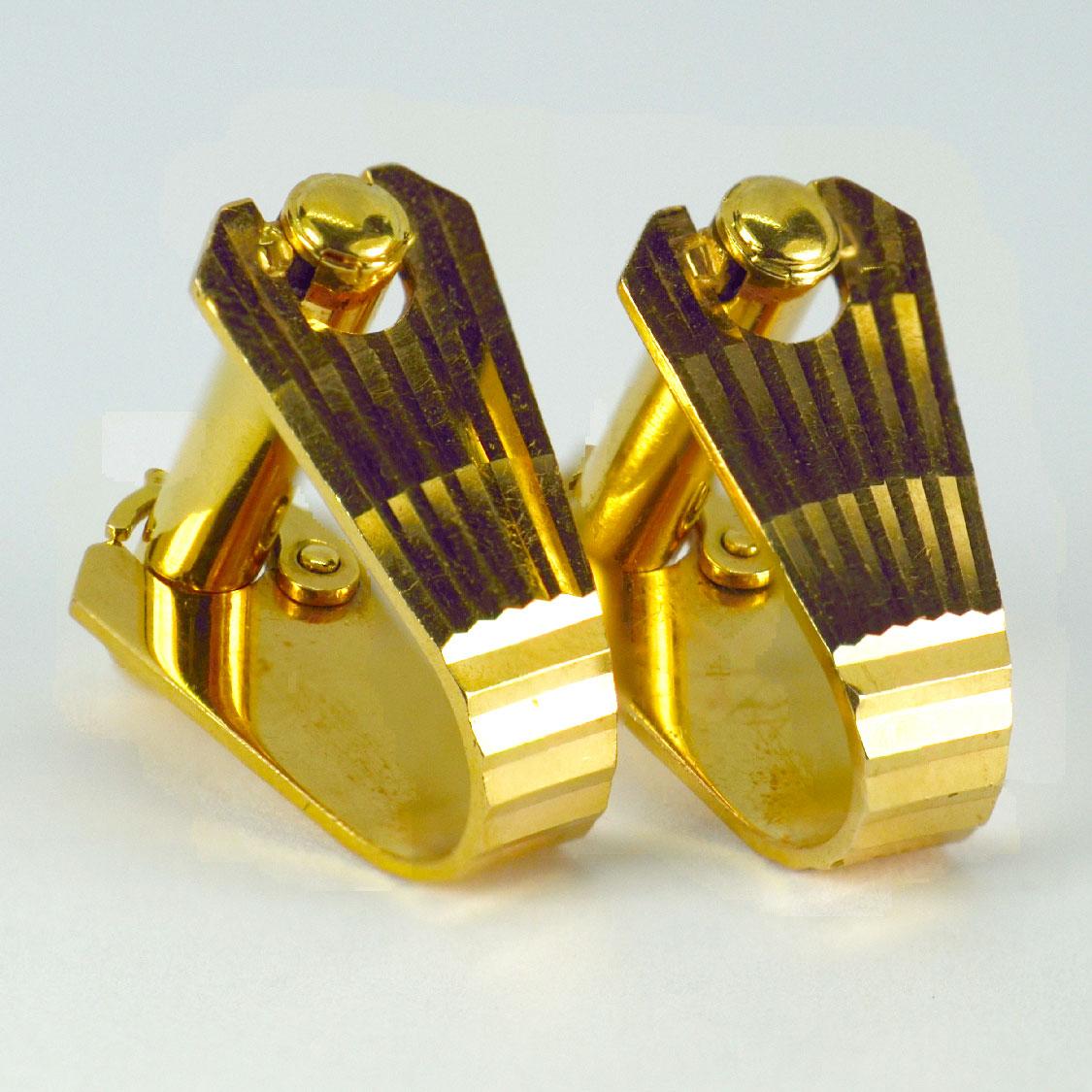 Mecan Elde French 18 Karat Yellow Gold Stirrup Cufflinks In Good Condition For Sale In London, GB