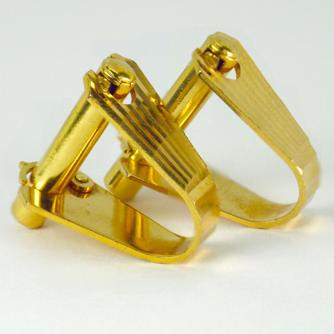 Men's Mecan Elde French 18 Karat Yellow Gold Stirrup Cufflinks For Sale
