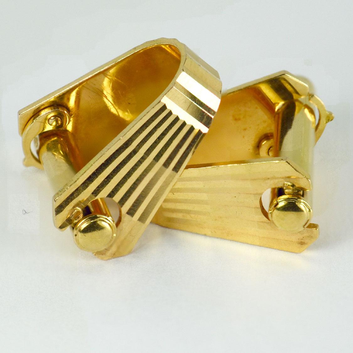Mecan Elde French 18 Karat Yellow Gold Stirrup Cufflinks For Sale 1