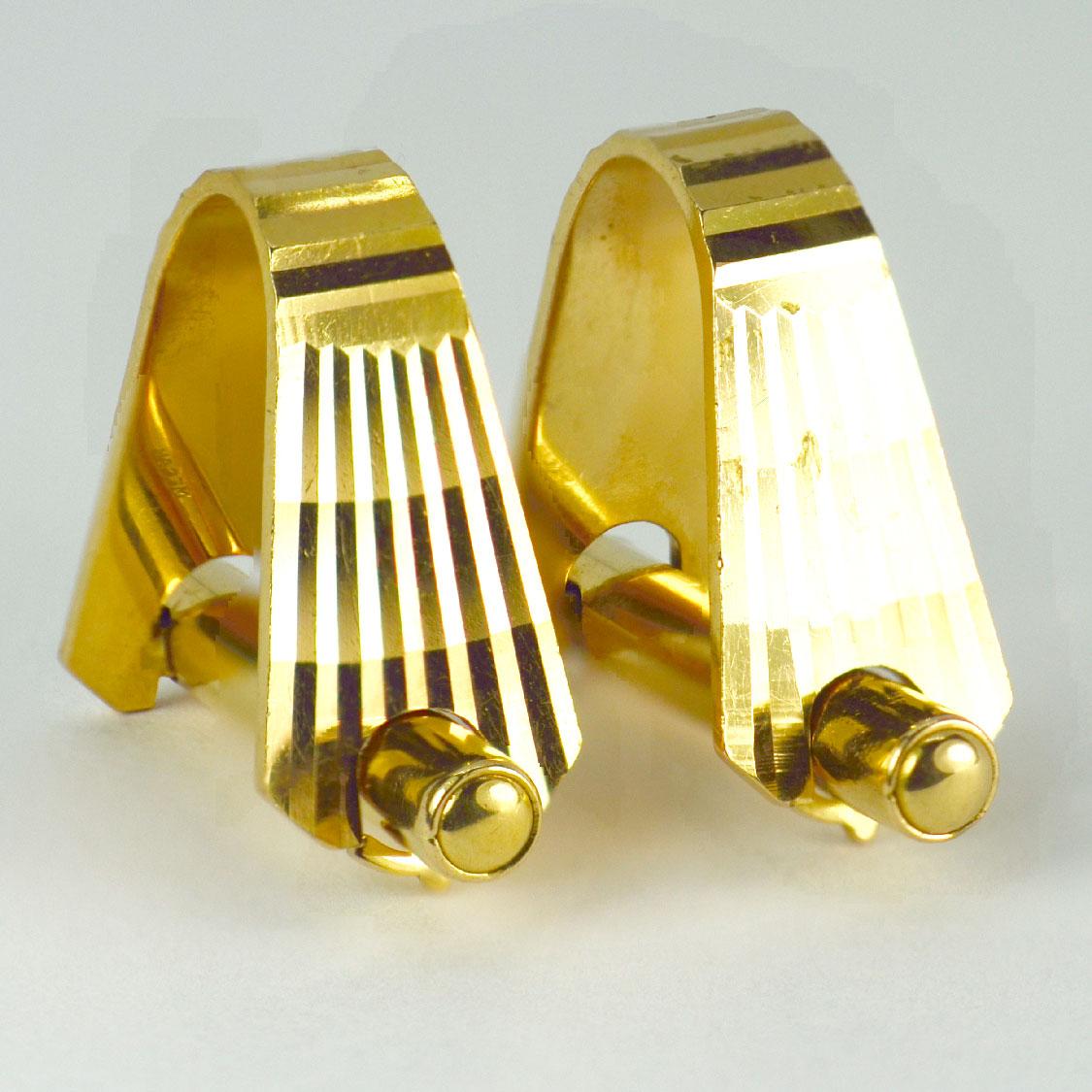 Mecan Elde French 18 Karat Yellow Gold Stirrup Cufflinks For Sale 4