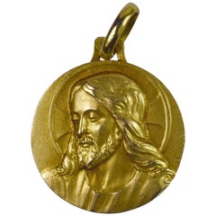 French 18 Karat Yellow Gold Techudin Jesus Christ Charm Pendant