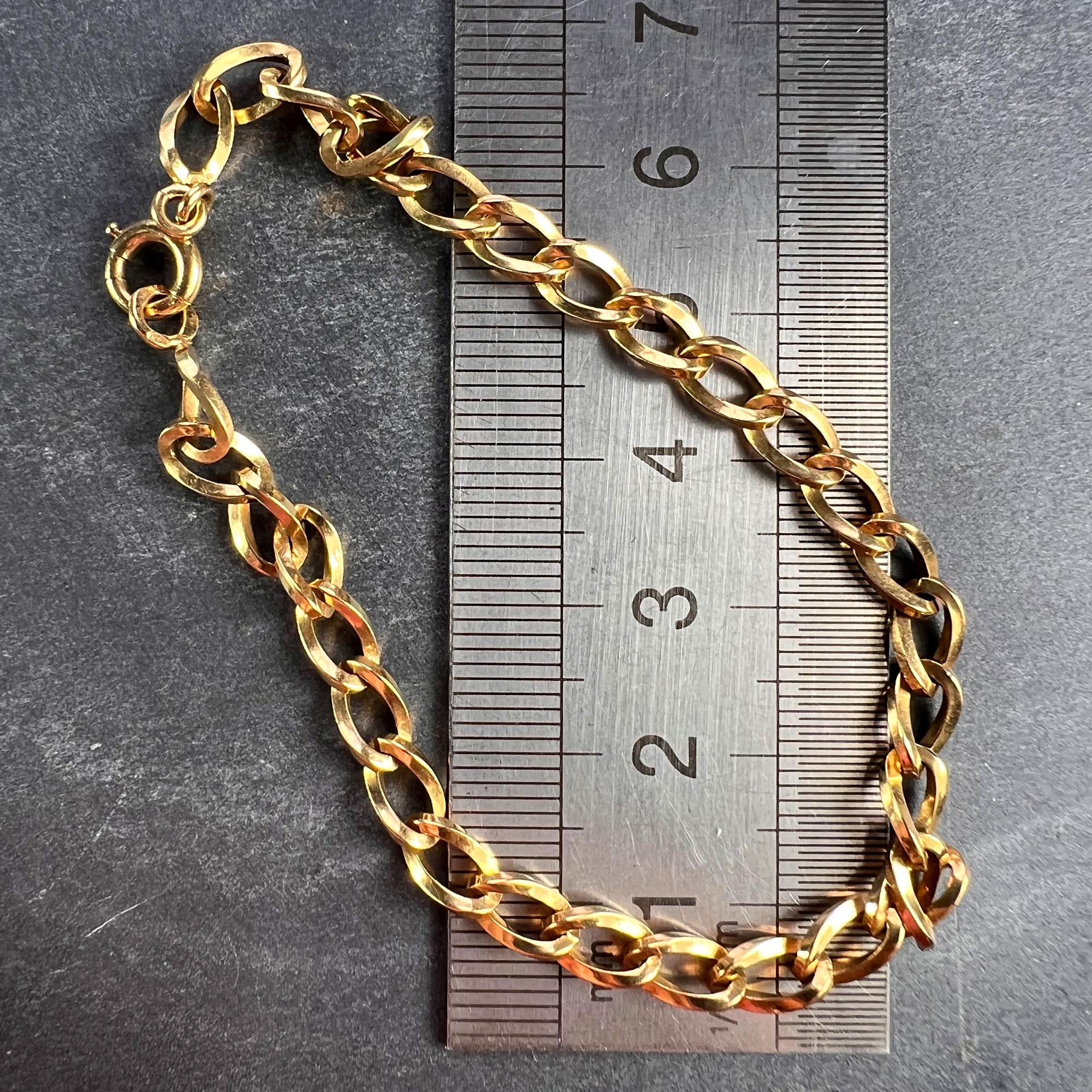 French 18 Karat Yellow Gold Twisted Curb Link Bracelet For Sale 4