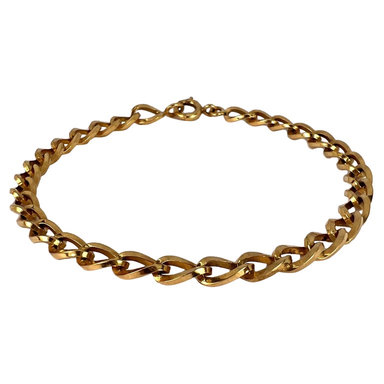 French 18 Karat Yellow Gold Twisted Curb Link Bracelet For Sale at
