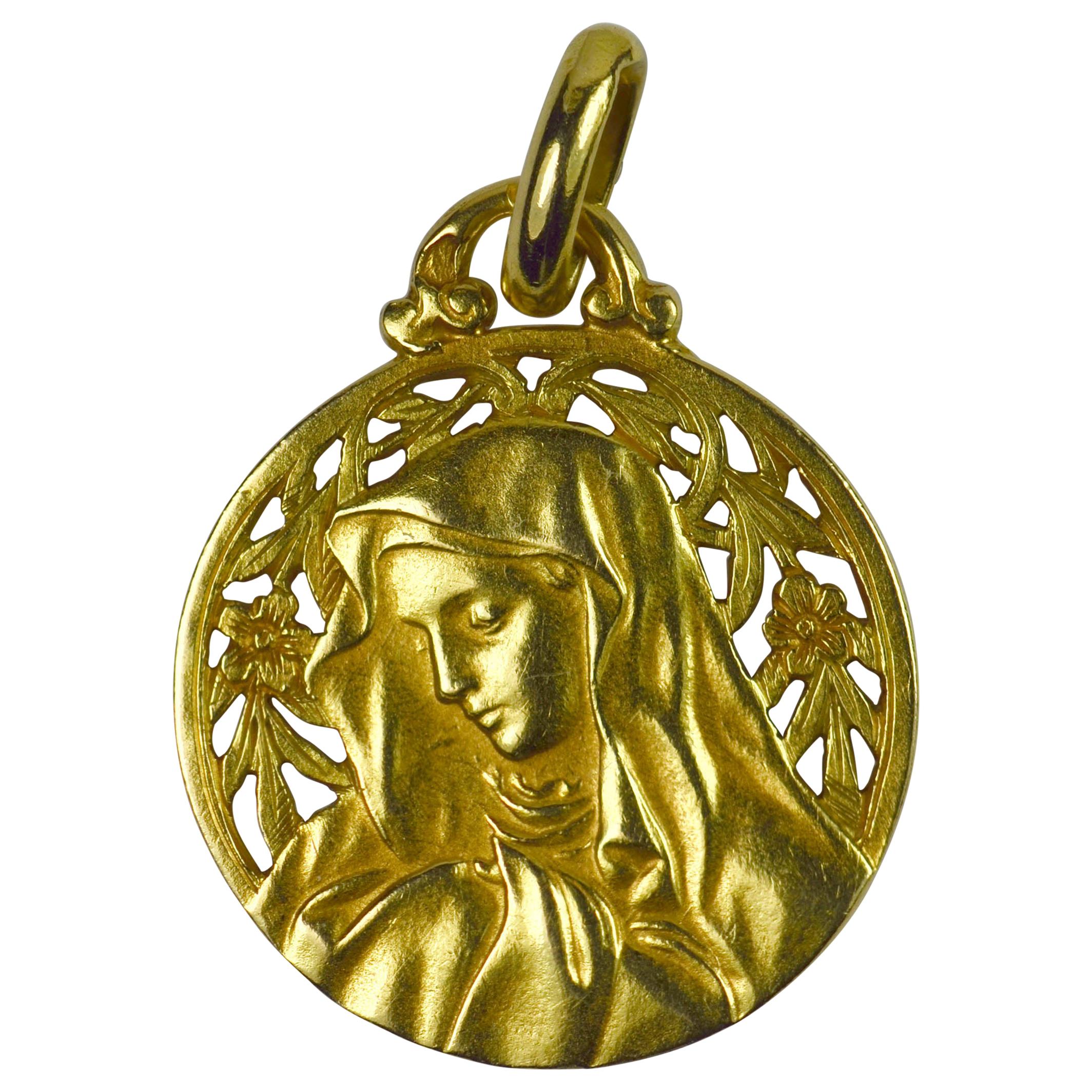 Details about   Vintage Nice 18k Solid White Gold Enamel St Mary Madonna Charm Pendant Necklace 