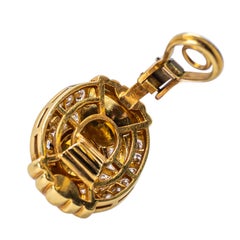 French 18 Karat Yellow Gold, Yellow Sapphire, and Diamond Ear Clips