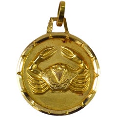 French 18 Karat Yellow Gold Zodiac Cancer Crab Charm Pendant