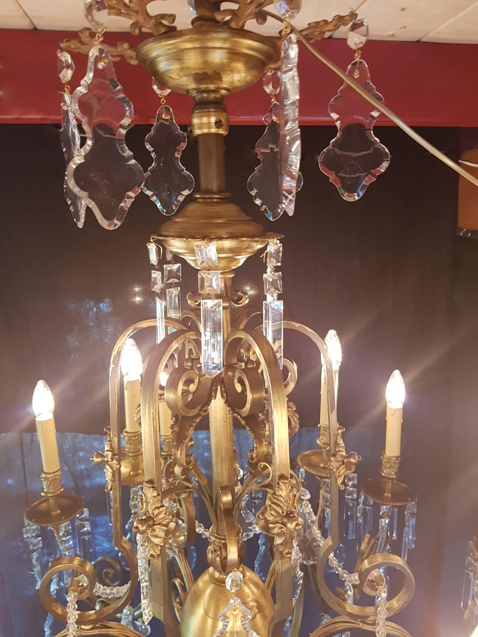 French 18 Light Gas Chandelier, 19th Century For Sale 7