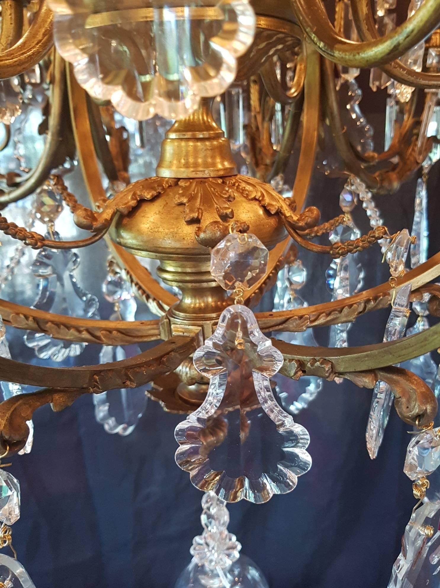 French 18 Light Gas Chandelier, 19th Century For Sale 9