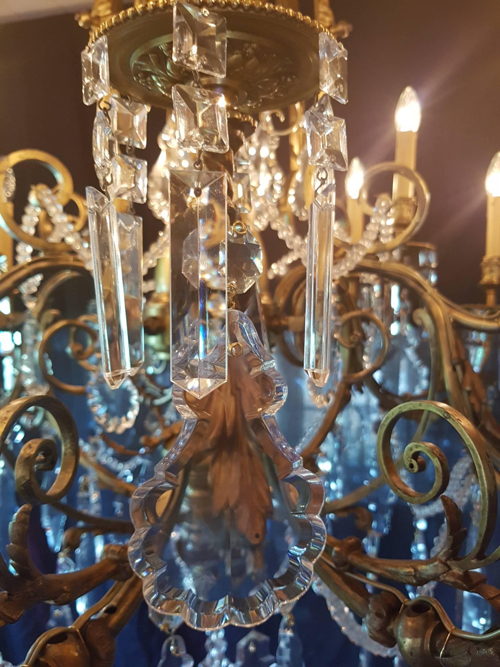 French 18 Light Gas Chandelier, 19th Century For Sale 1