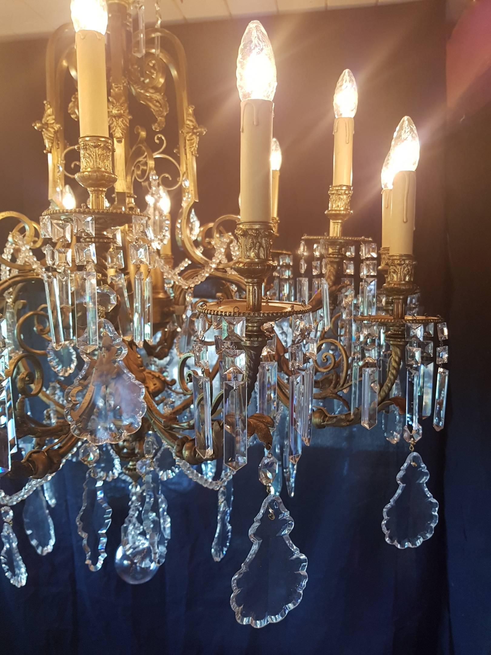 French 18 Light Gas Chandelier, 19th Century For Sale 3