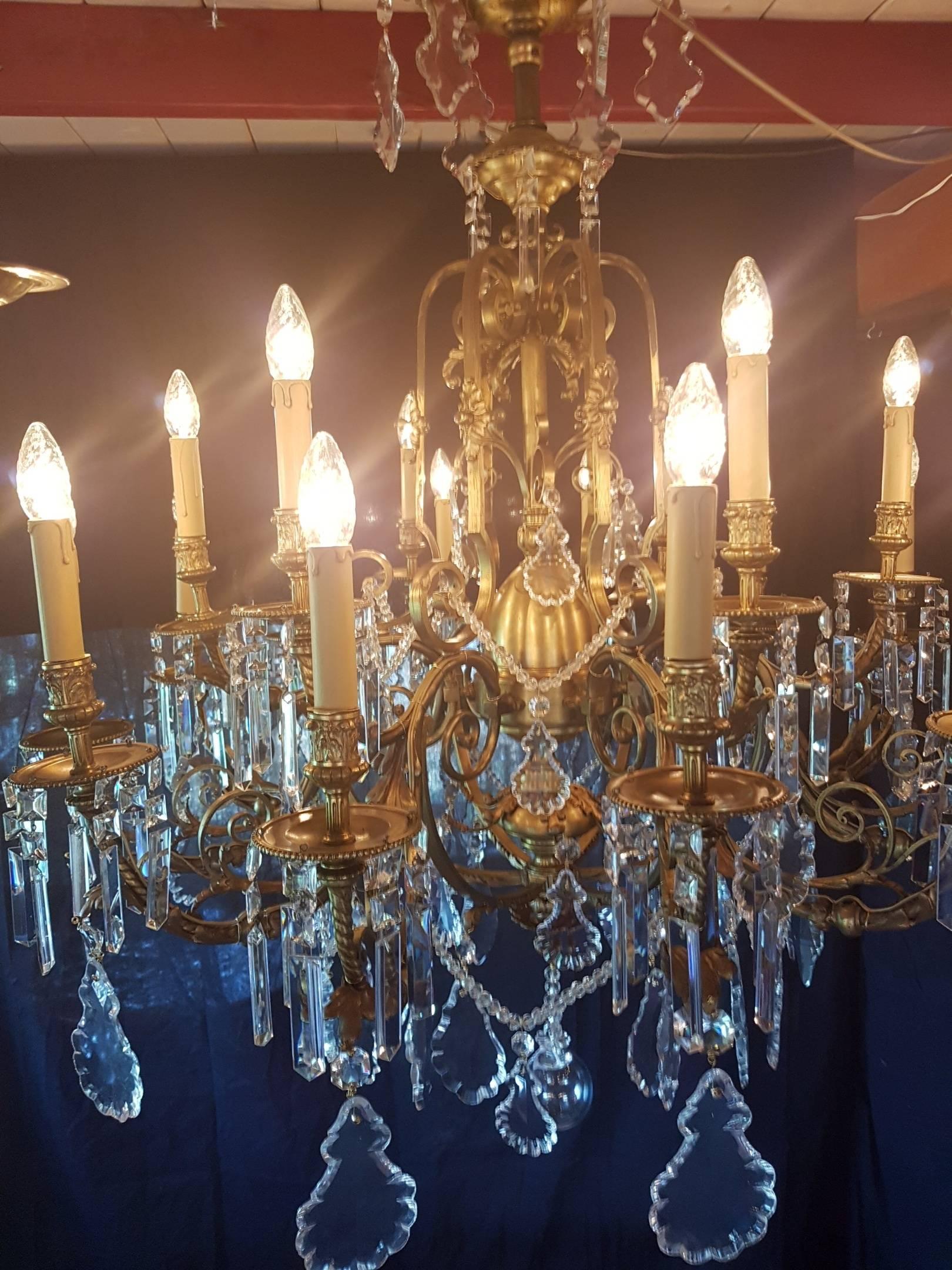 French 18 Light Gas Chandelier, 19th Century For Sale 4