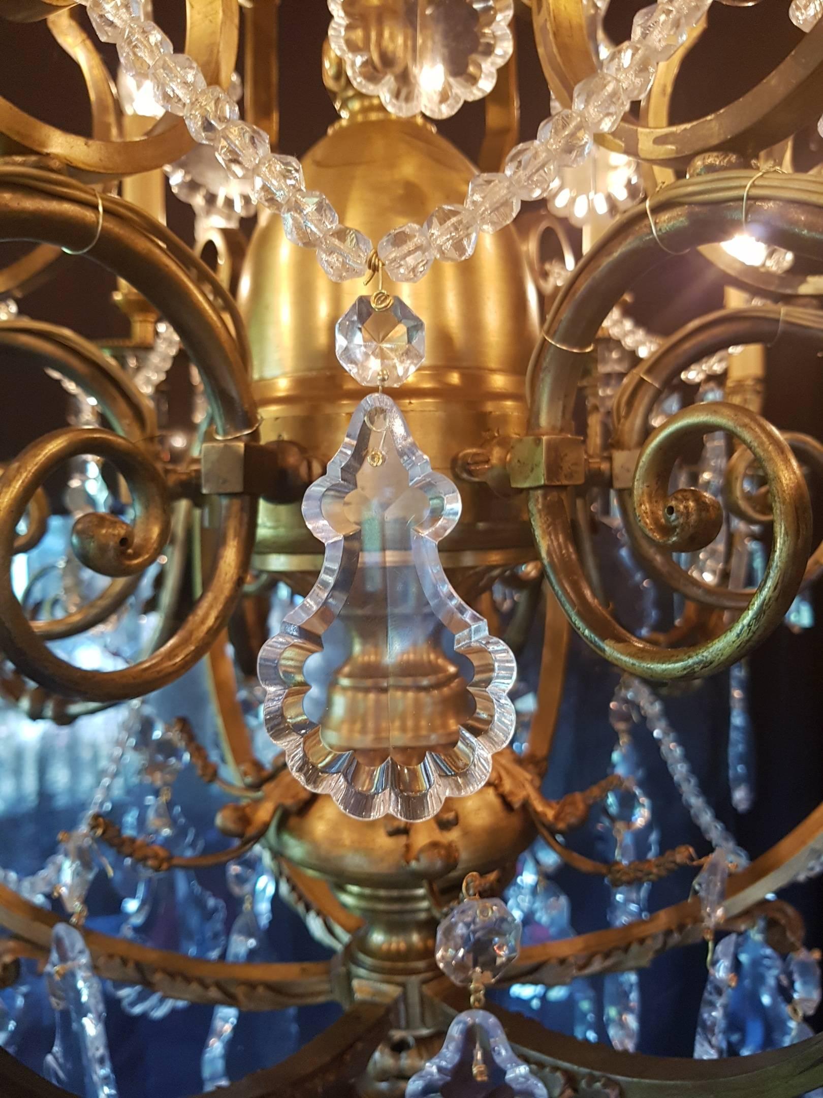 French 18 Light Gas Chandelier, 19th Century For Sale 5