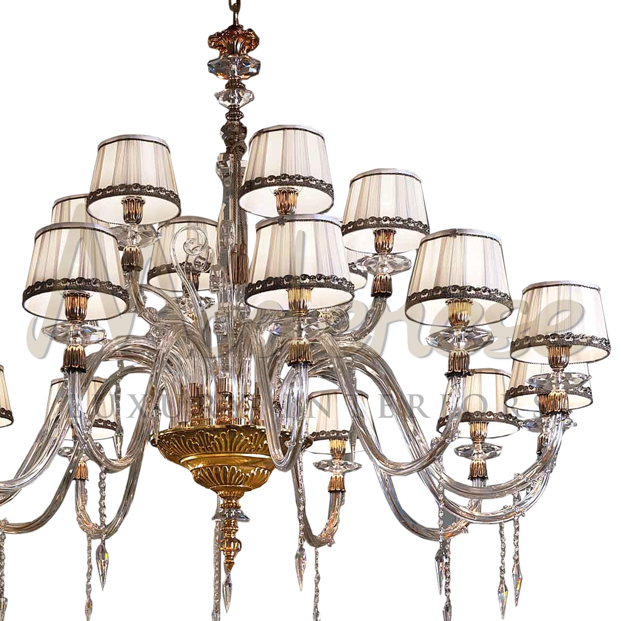 These lamps match luxury, brilliance and grandeur of the royal palaces and, at the same time, sophistication and elegance. Combining french gold metal and transparent crystals with amber details all in one palatableness chandelier. This model