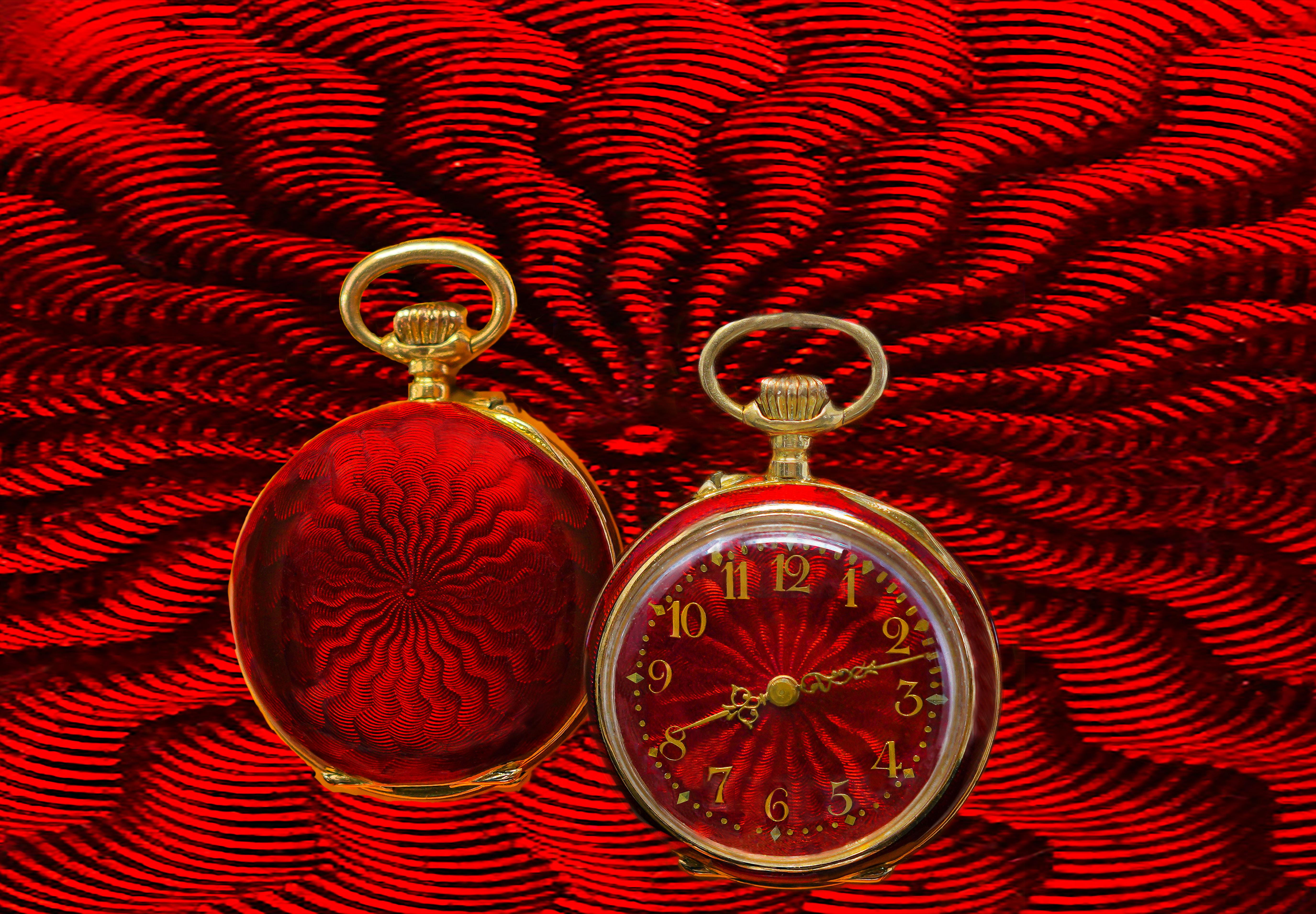 French 1800s Art Nouveau 18kt Zig Zag Enamel Breguet Pendant Lapel Pocket Watch 1