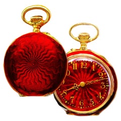 Antique French 1800s Art Nouveau 18kt Zig Zag Enamel Breguet Pendant Lapel Pocket Watch