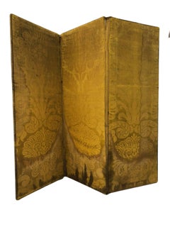 French 1800s Divider in 3 Panels 1 Side Gold, 1 Side Silk and Velvet Gold Trim