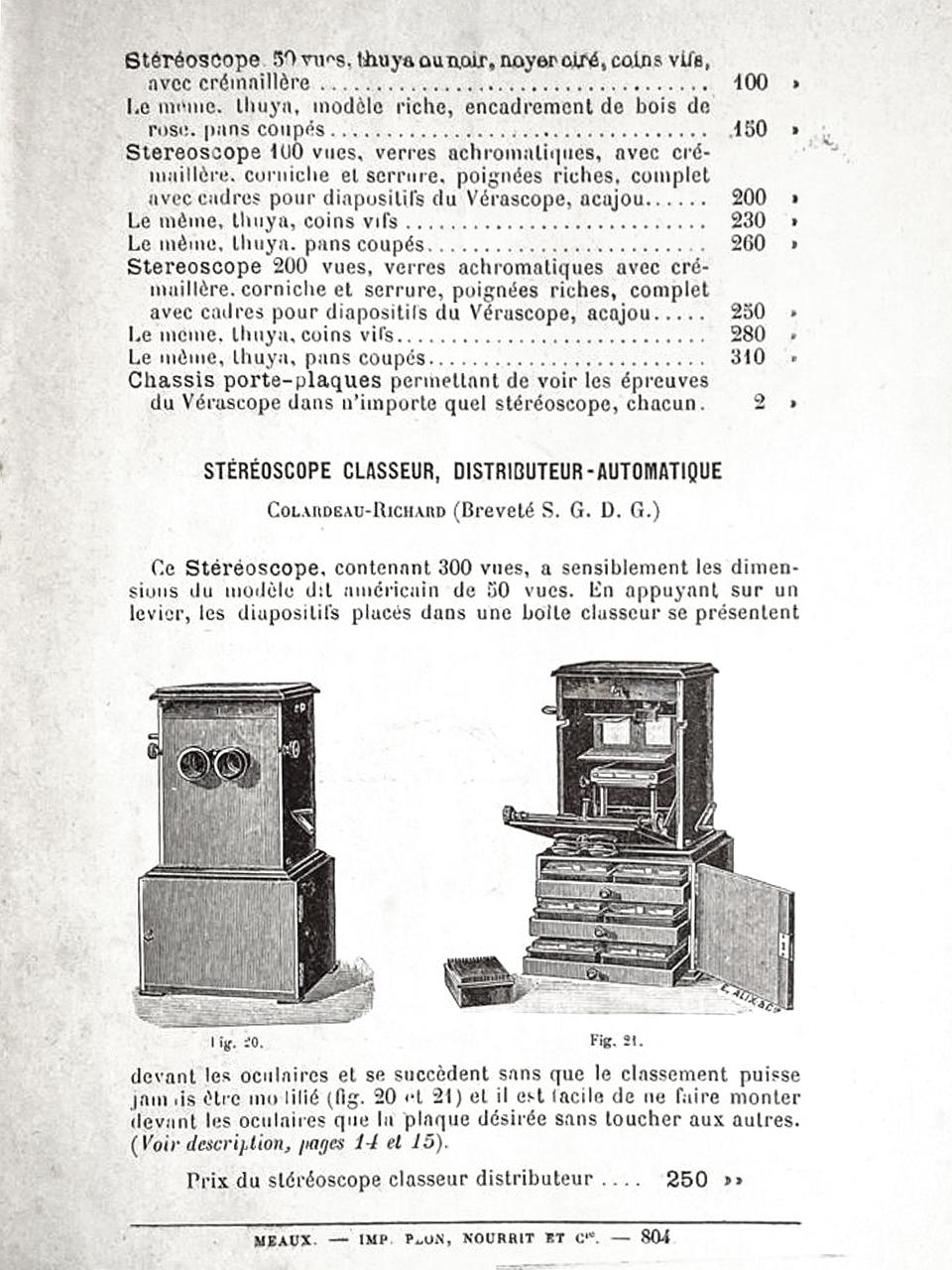 Le Taxiphote (1800) - Visionneuse stéréo sur pied avec diapositive en verre 3