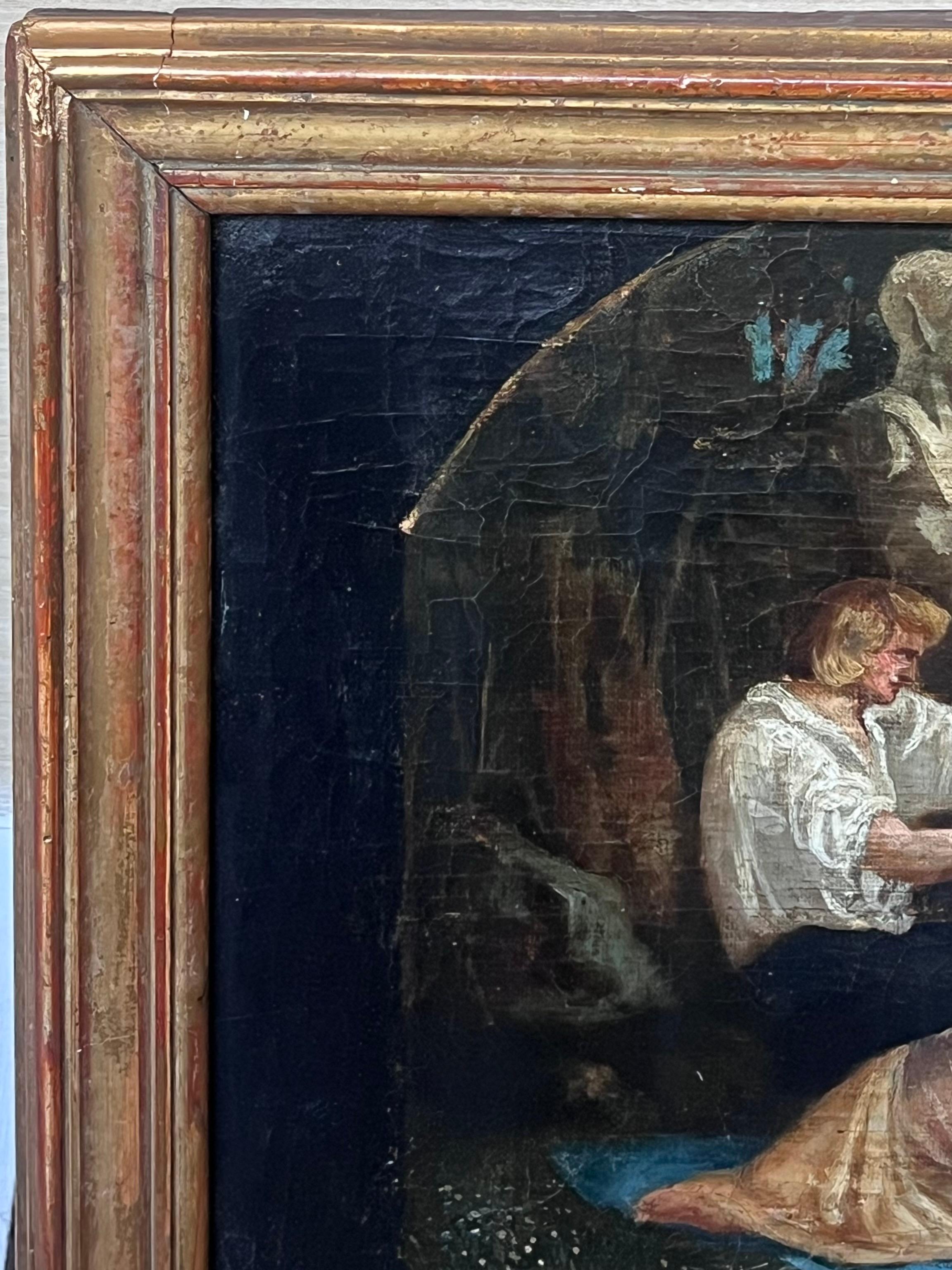 c. 1800 Artista francese ad olio che disegna una modella nuda in un paesaggio classico in vendita 1