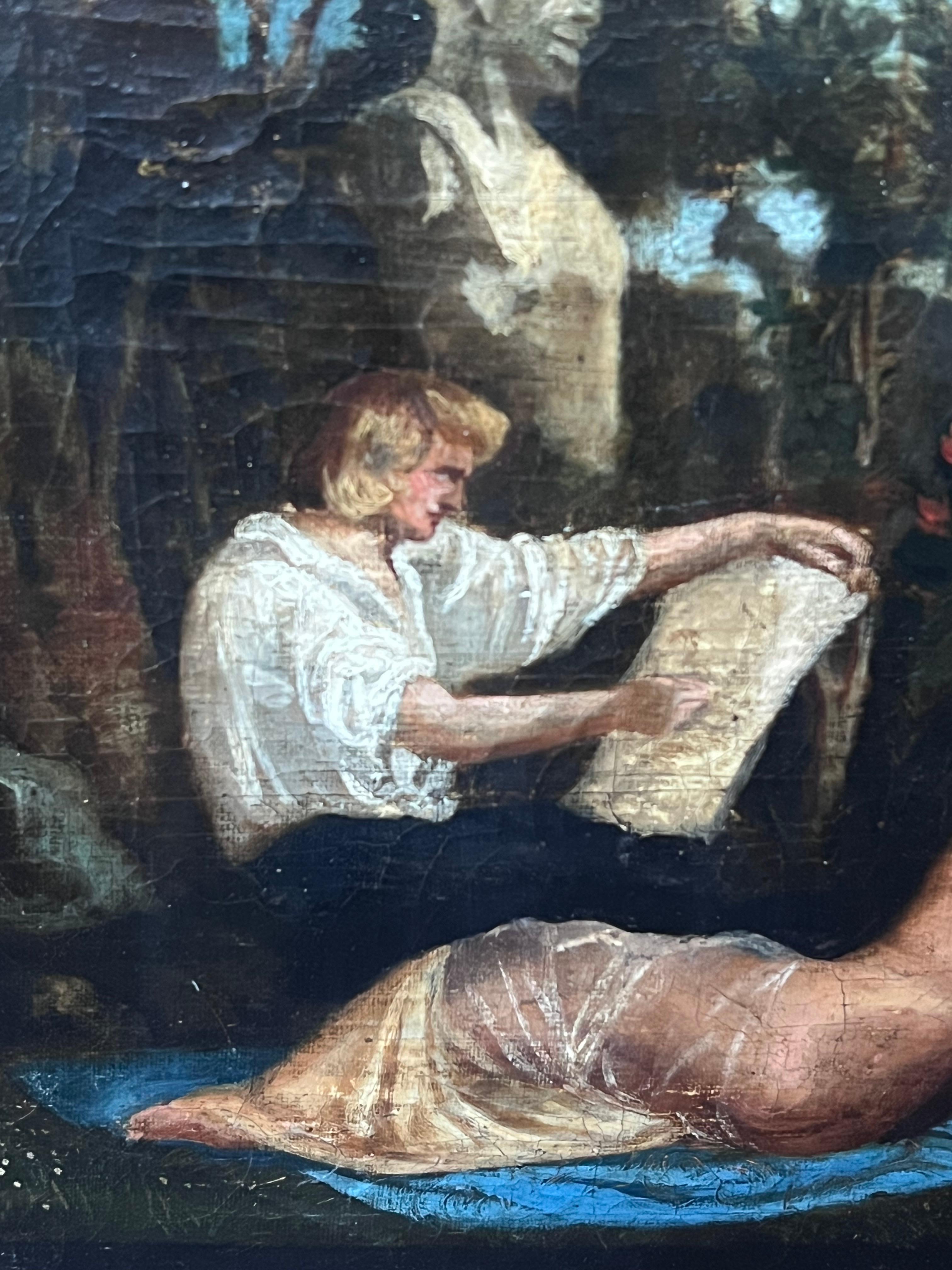 c. 1800 Artista francese ad olio che disegna una modella nuda in un paesaggio classico in vendita 3