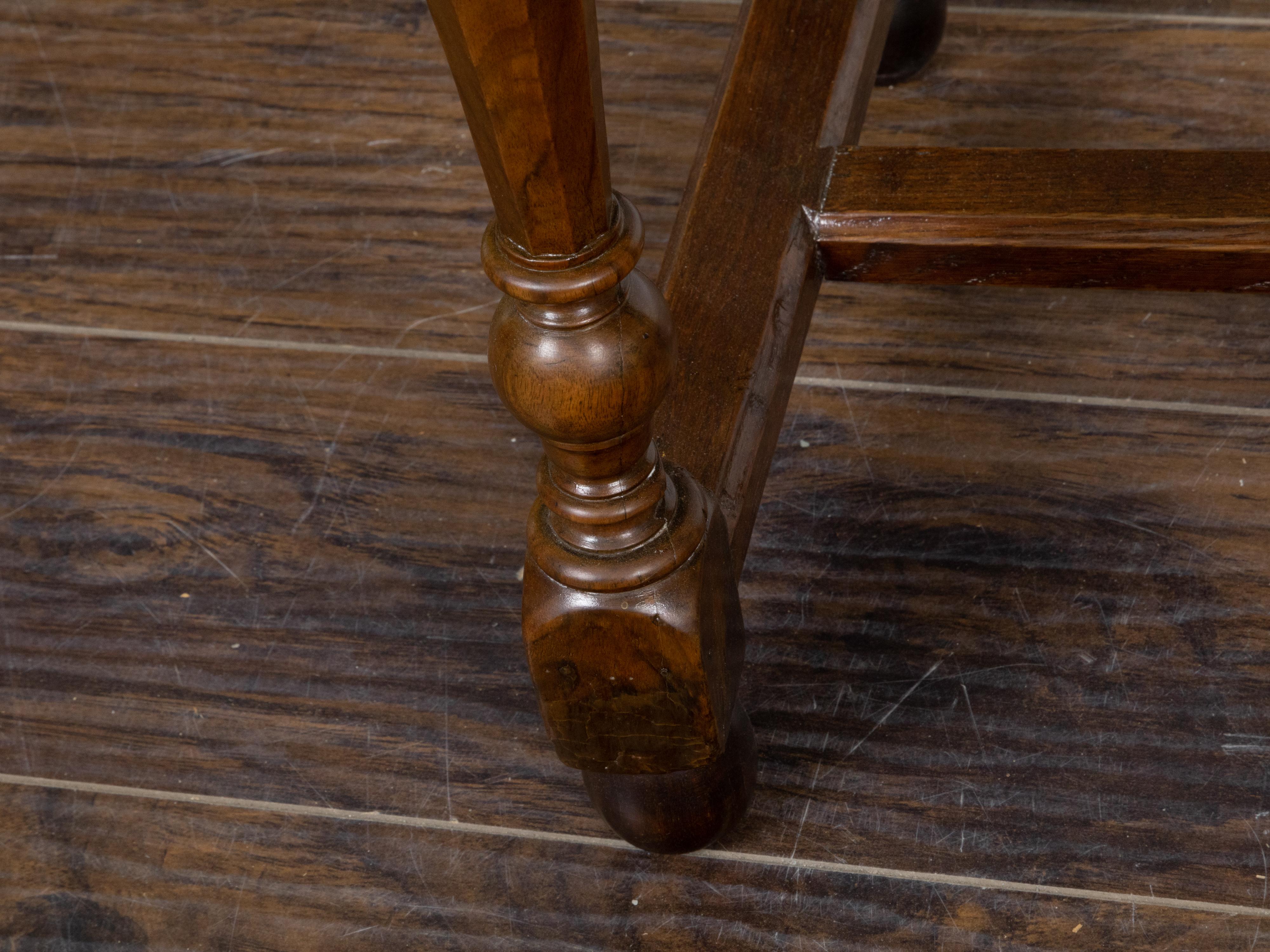 French 1800s Walnut Side Table with Single Drawer and Turned Baluster Legs 8