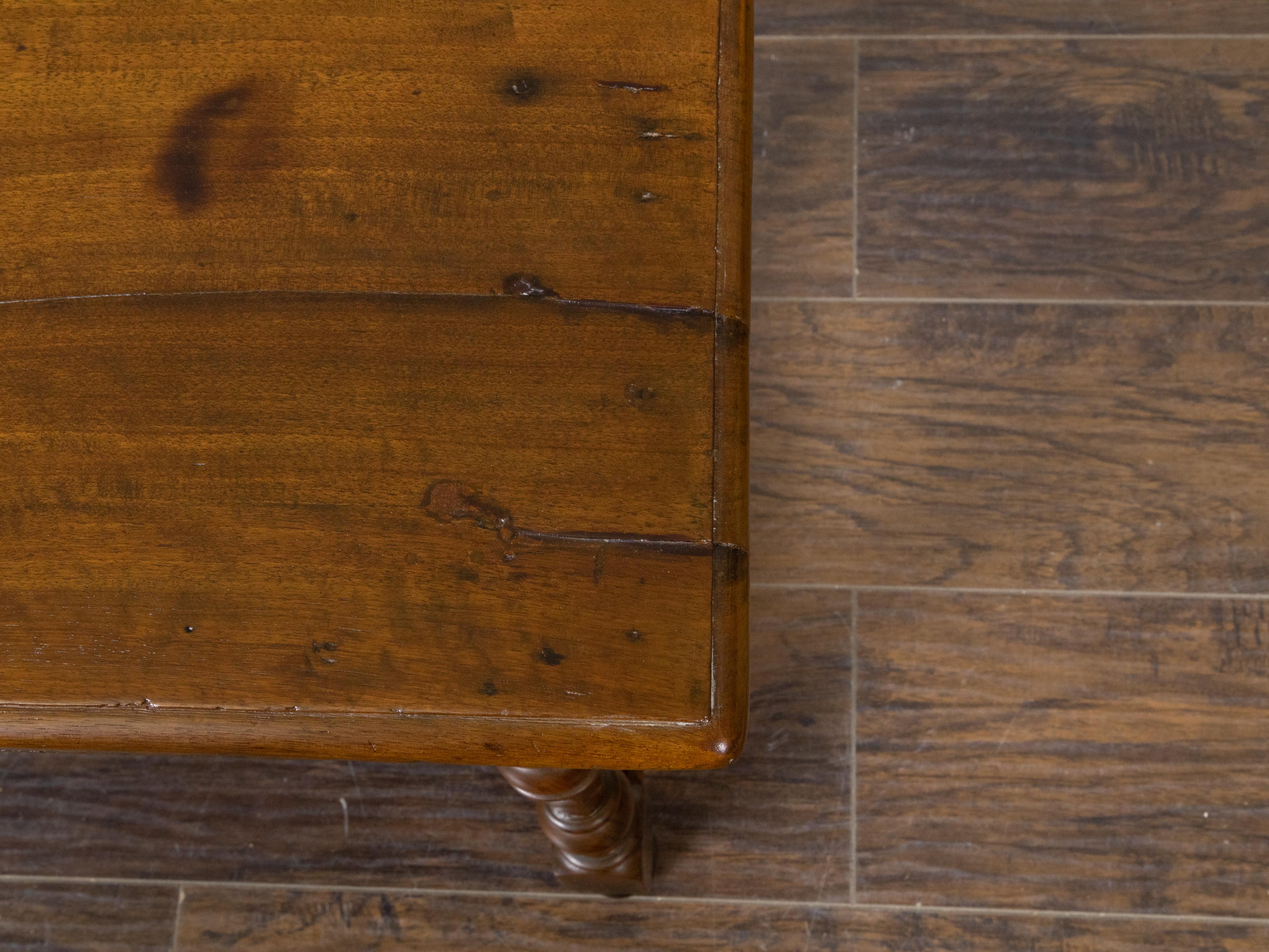 French 1800s Walnut Side Table with Single Drawer and Turned Baluster Legs 10
