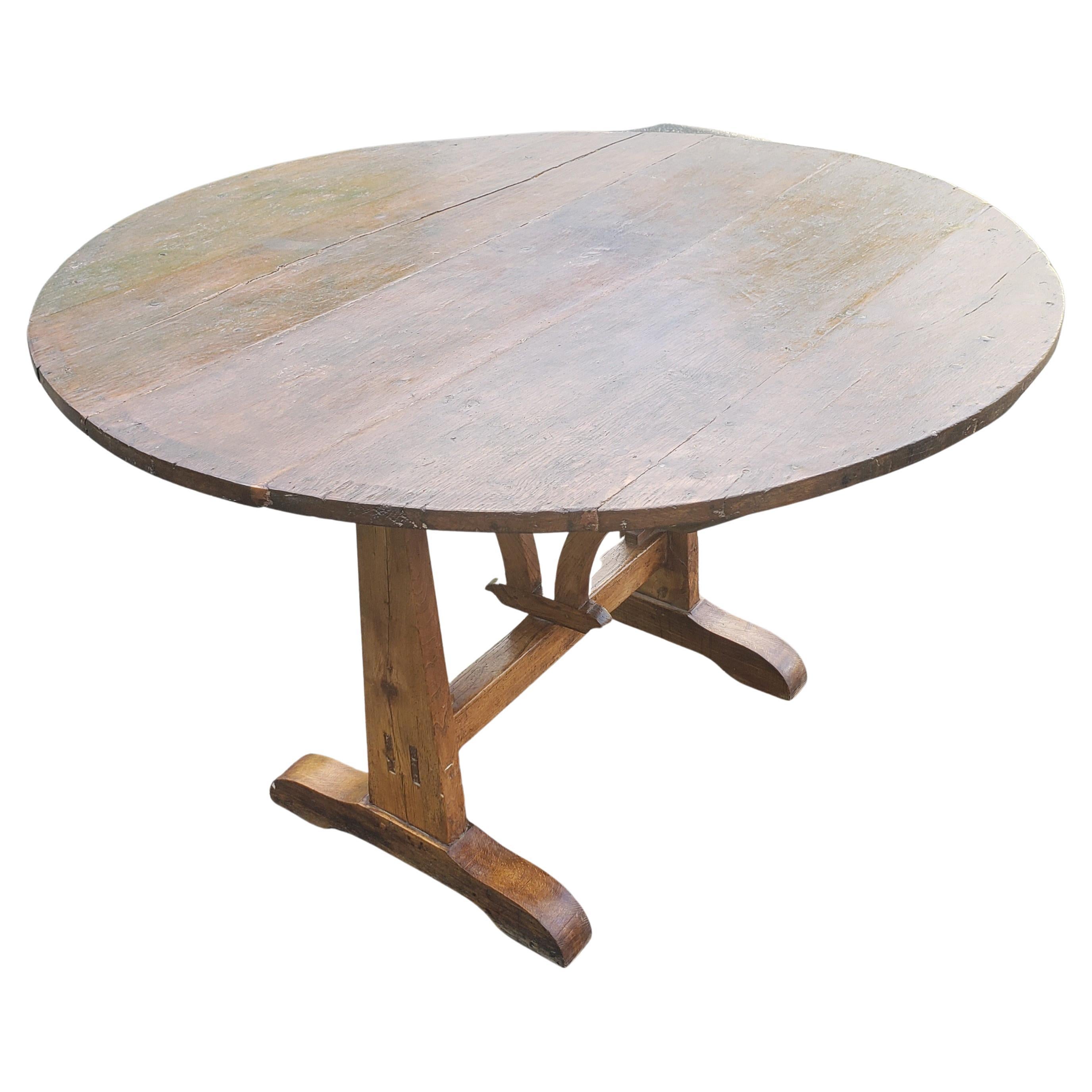 French 1800s Wine Tasters Vendange Large Flipped Top Table