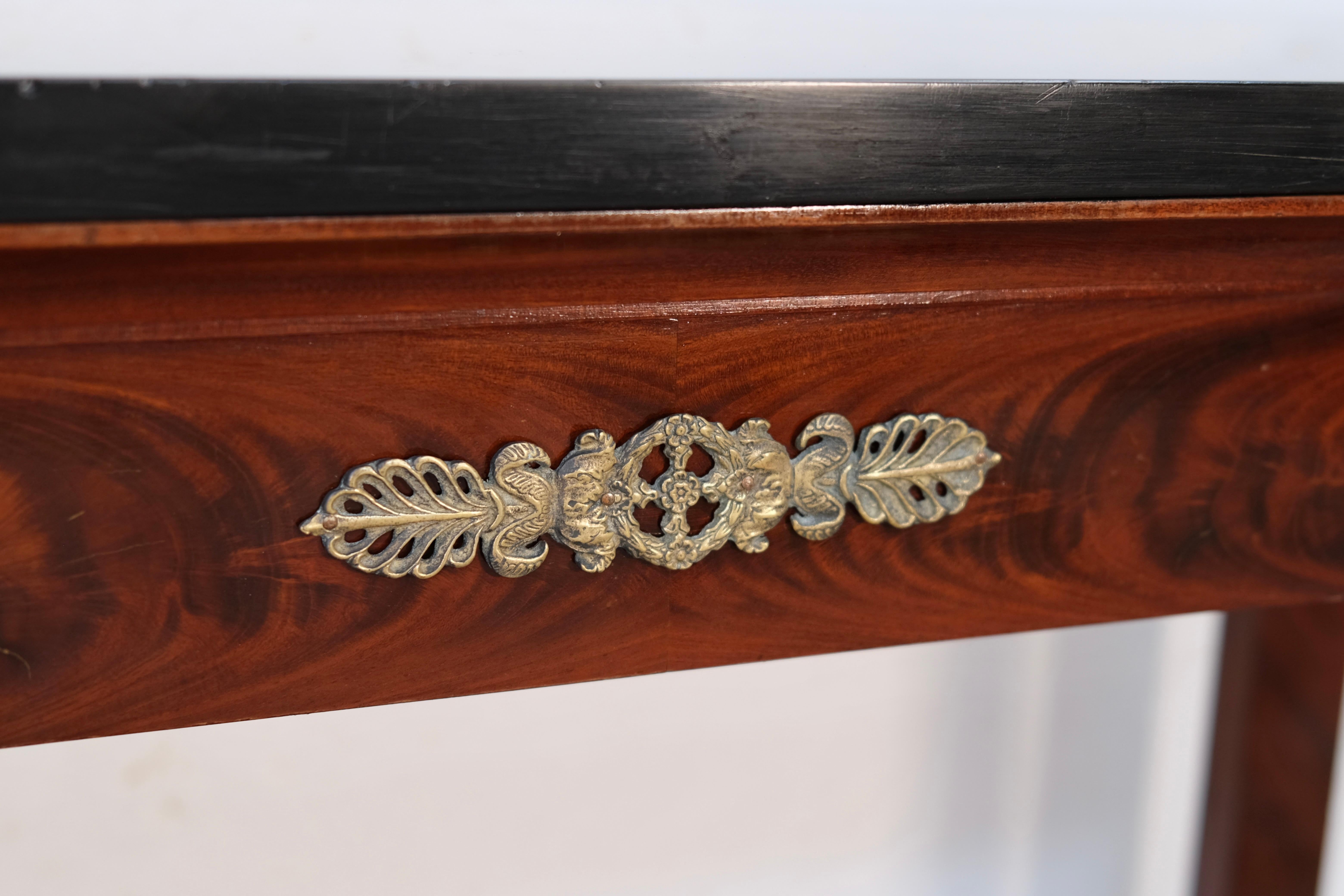 Bronze French 1810s Empire Console Table in Mahogany with Marble Top For Sale