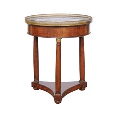 French 1810s Empire Period Walnut Guéridon Table with Bronze Mounts and Shelf
