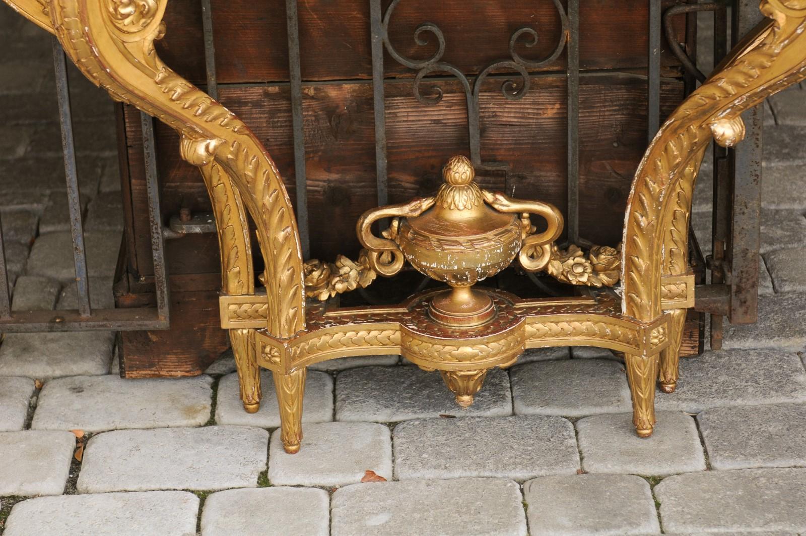 French 1820s Restauration Period Carved Giltwood Console Table with Marble Top 2