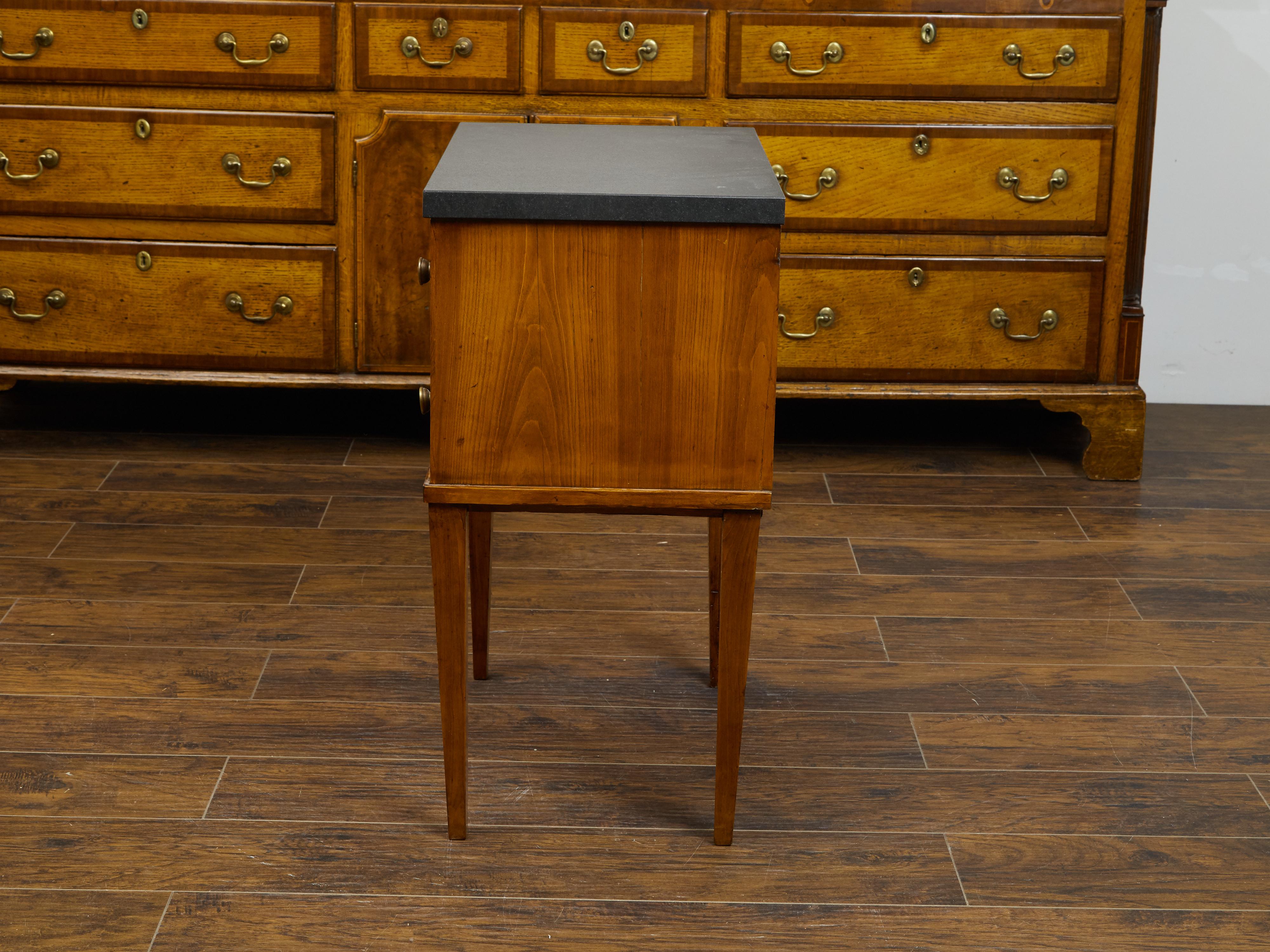 French 1820s Restauration Period Walnut Bedside Table with Black Marble Top 3