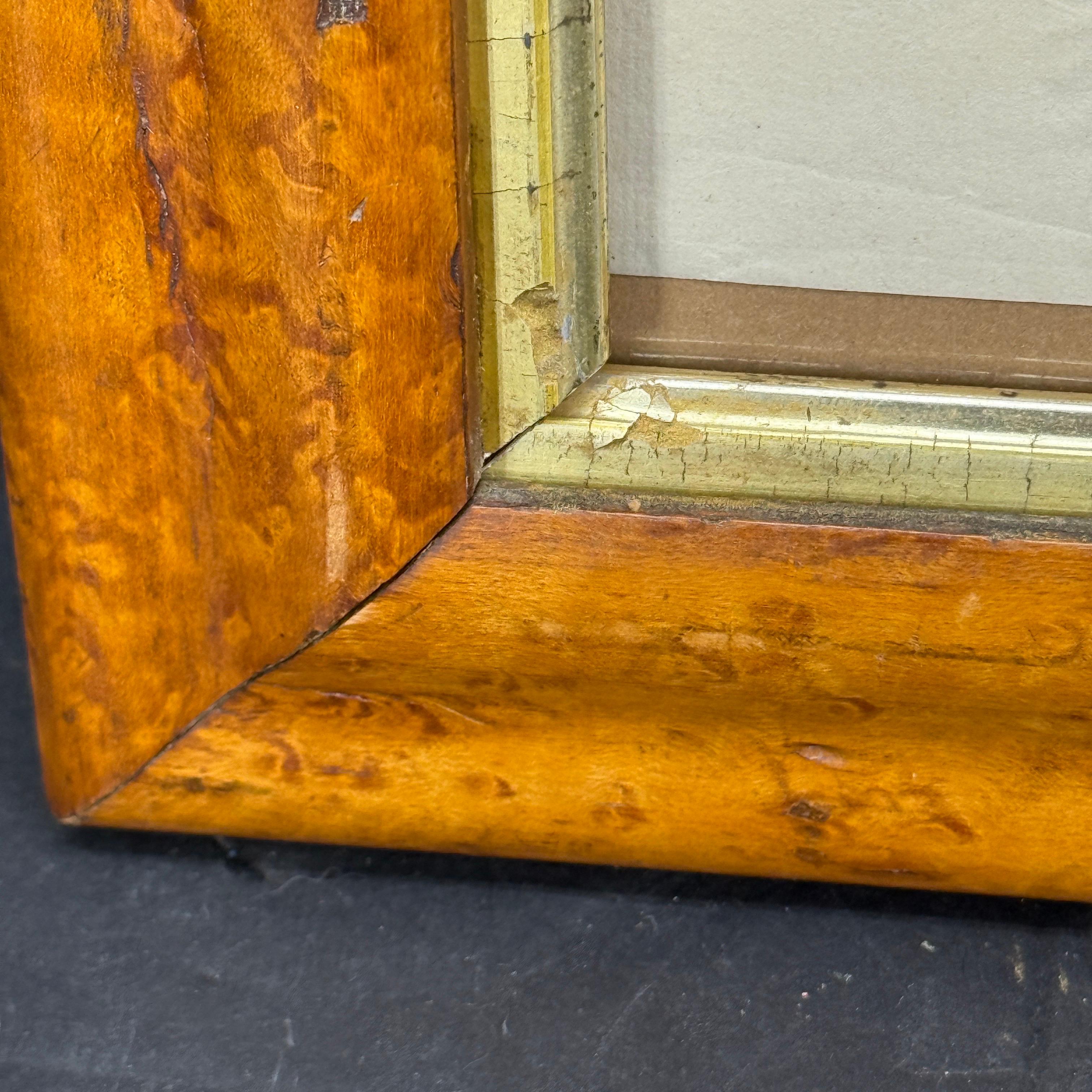 French 1825 Hand Written Letter Artwork in Burl Wood Frame For Sale 4