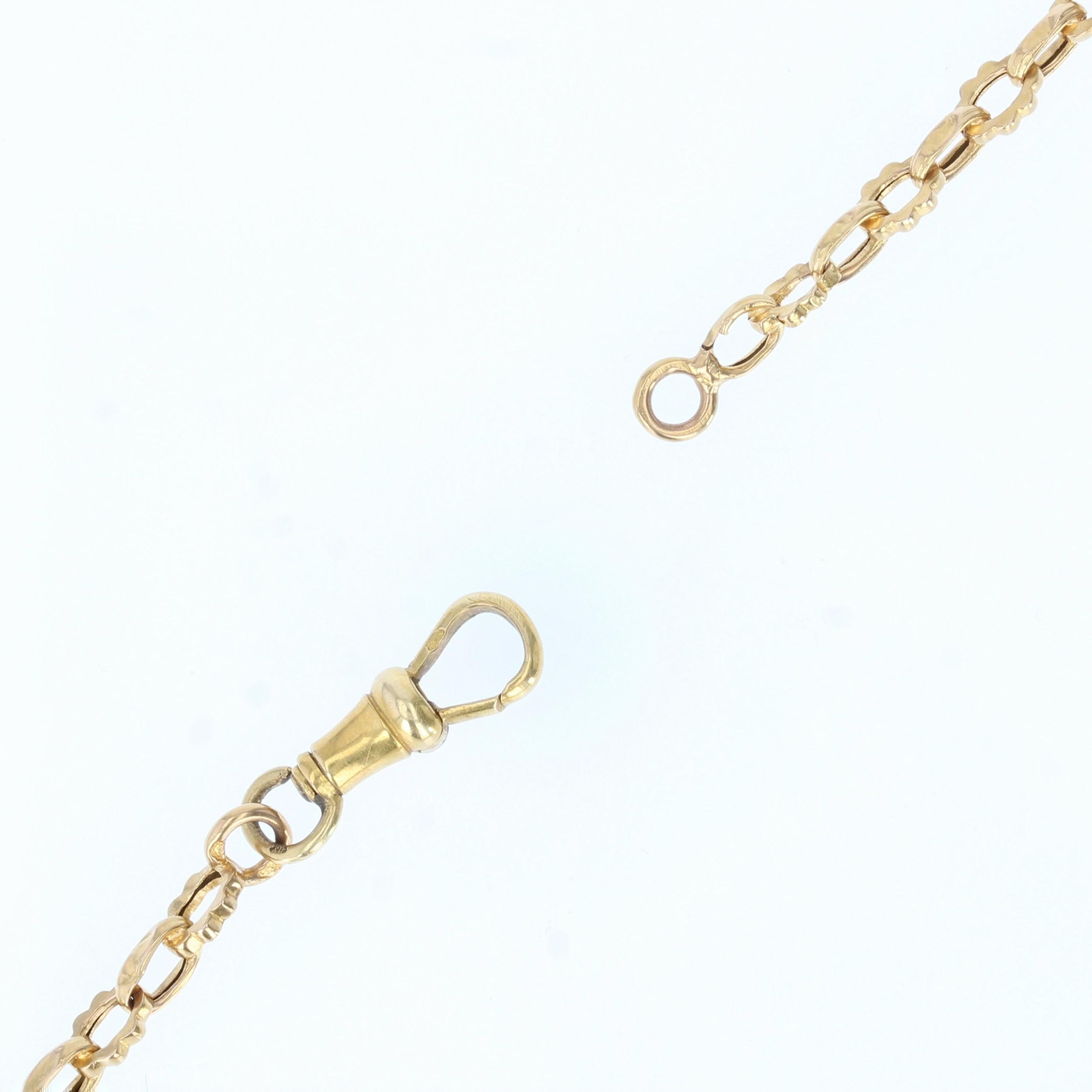 French 1830s 18 Karat Yellow Gold Chiseled Mesh Long Necklace For Sale 4