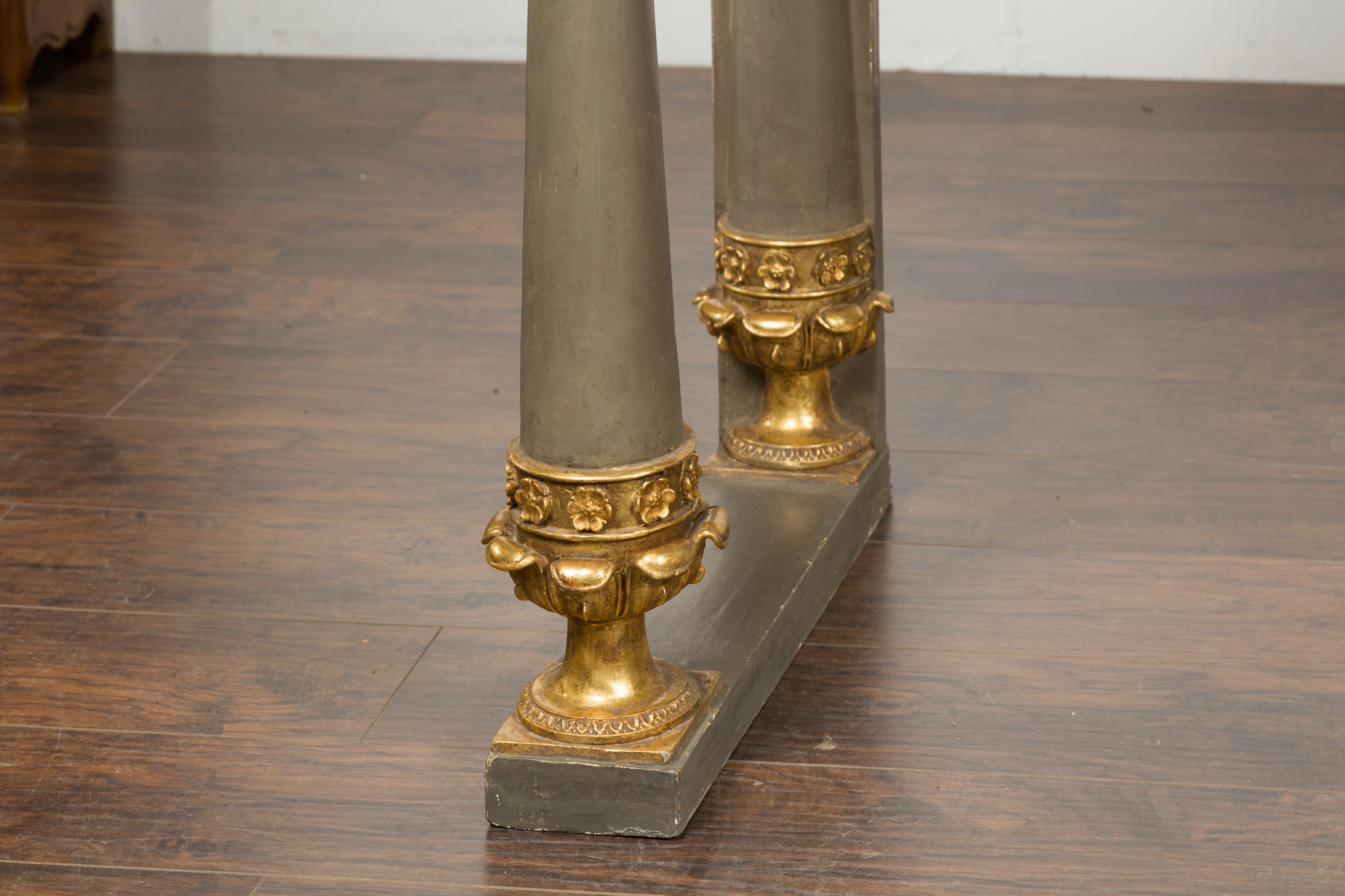 French 1830s Empire Console Table with White Marble Top and Carved Palmettes 4