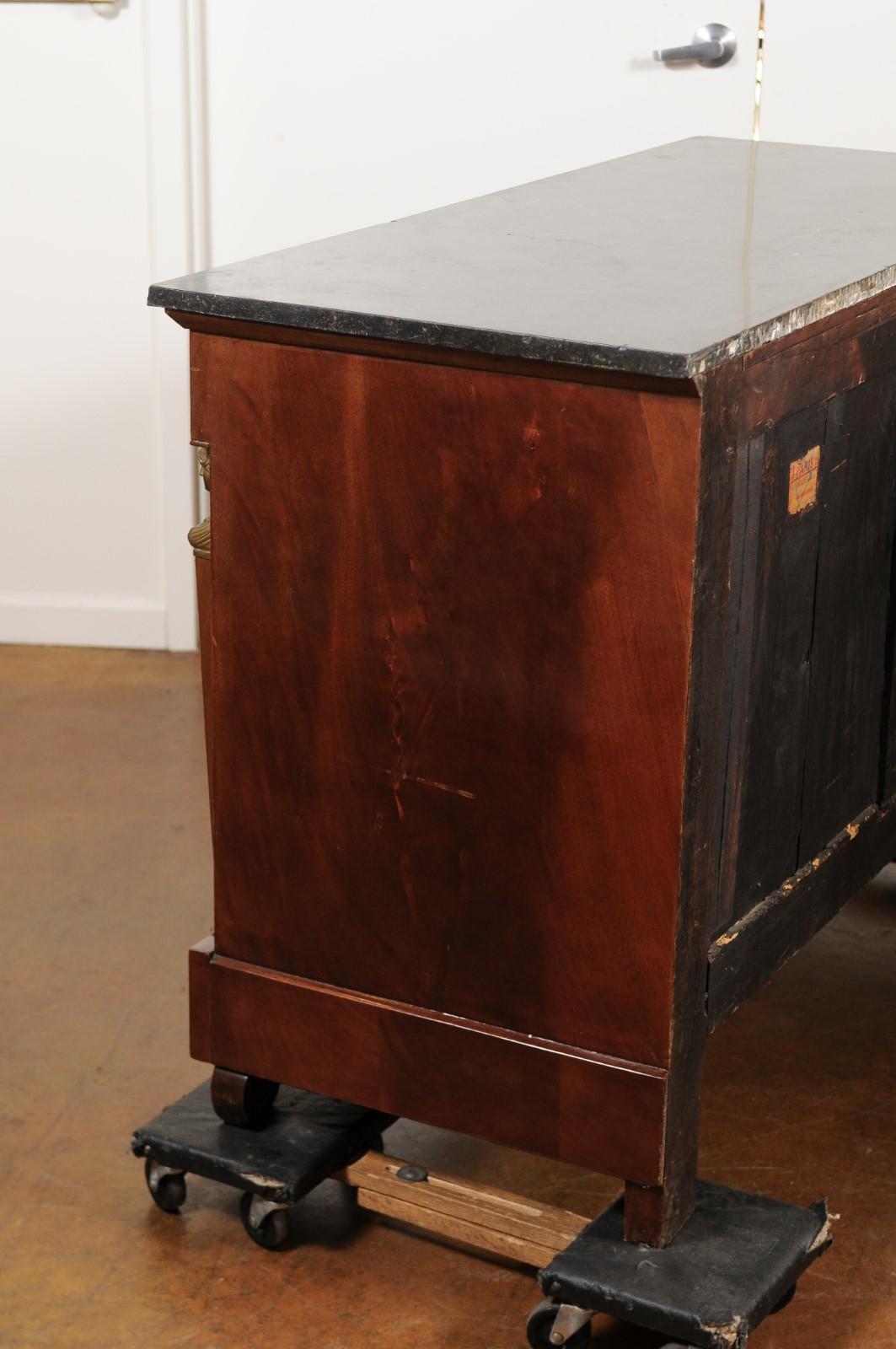 French 1830s Empire Style Four-Drawer Mahogany Commode with Bronze Mounts 7