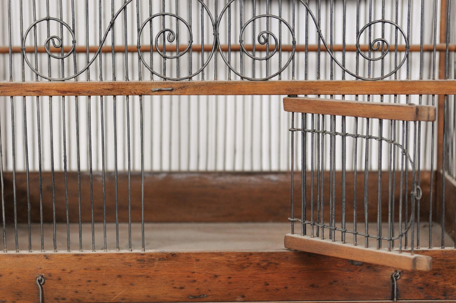 French 1830s Restauration Rustic HouseShaped Bird Cage with Slanted Roof For Sale at 1stDibs